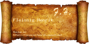 Fleissig Henrik névjegykártya